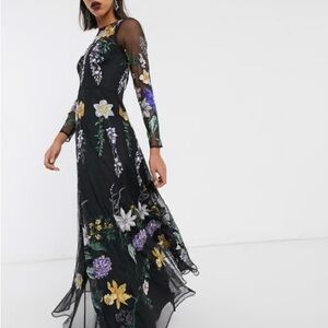 ASOS Black Dress with Floral Embroidery